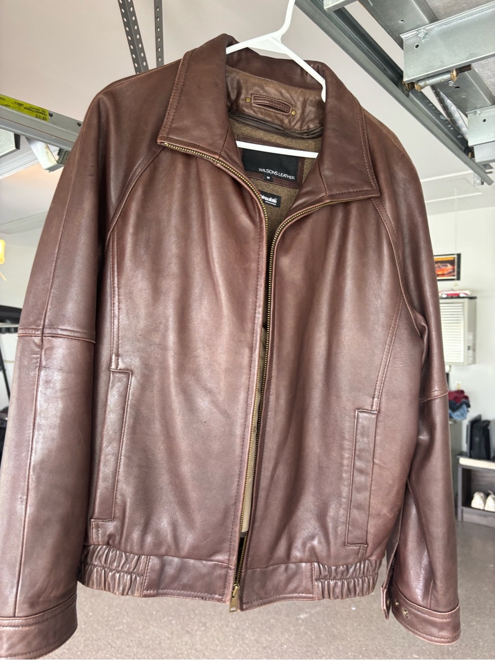 Wilsons Leather Men's Chocolate Brown Leather Bomber Jacket